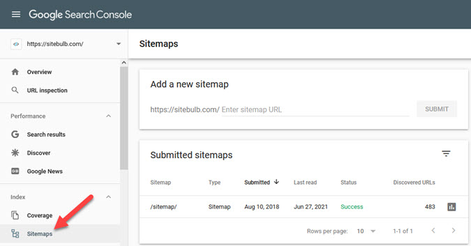 xml sitemap in GSC