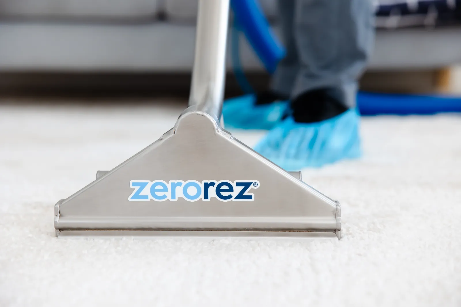 zerorez carpet cleaning wand on cream carpet