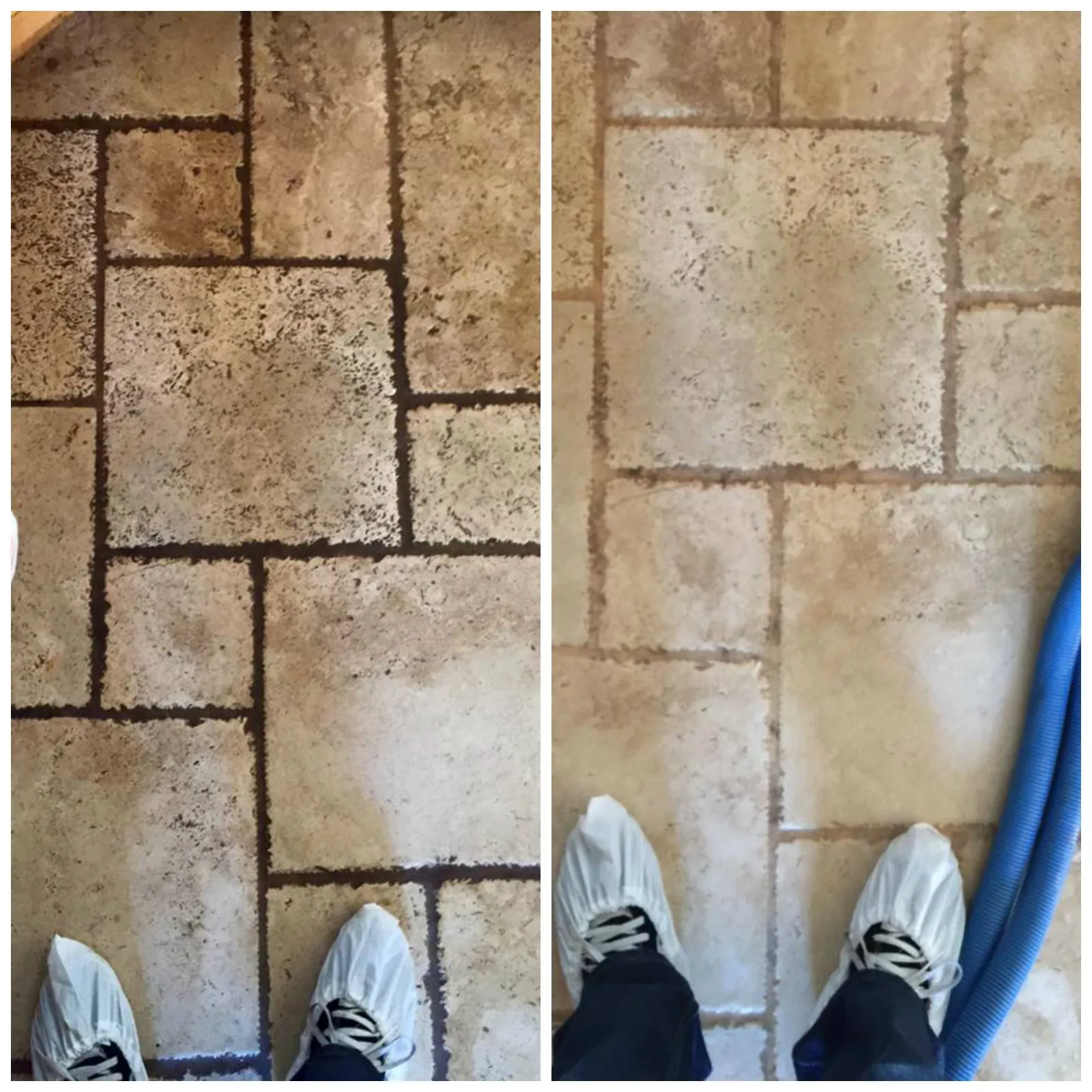 before and after Zerorez<sup>&reg;</sup> professional tile and grout cleaning