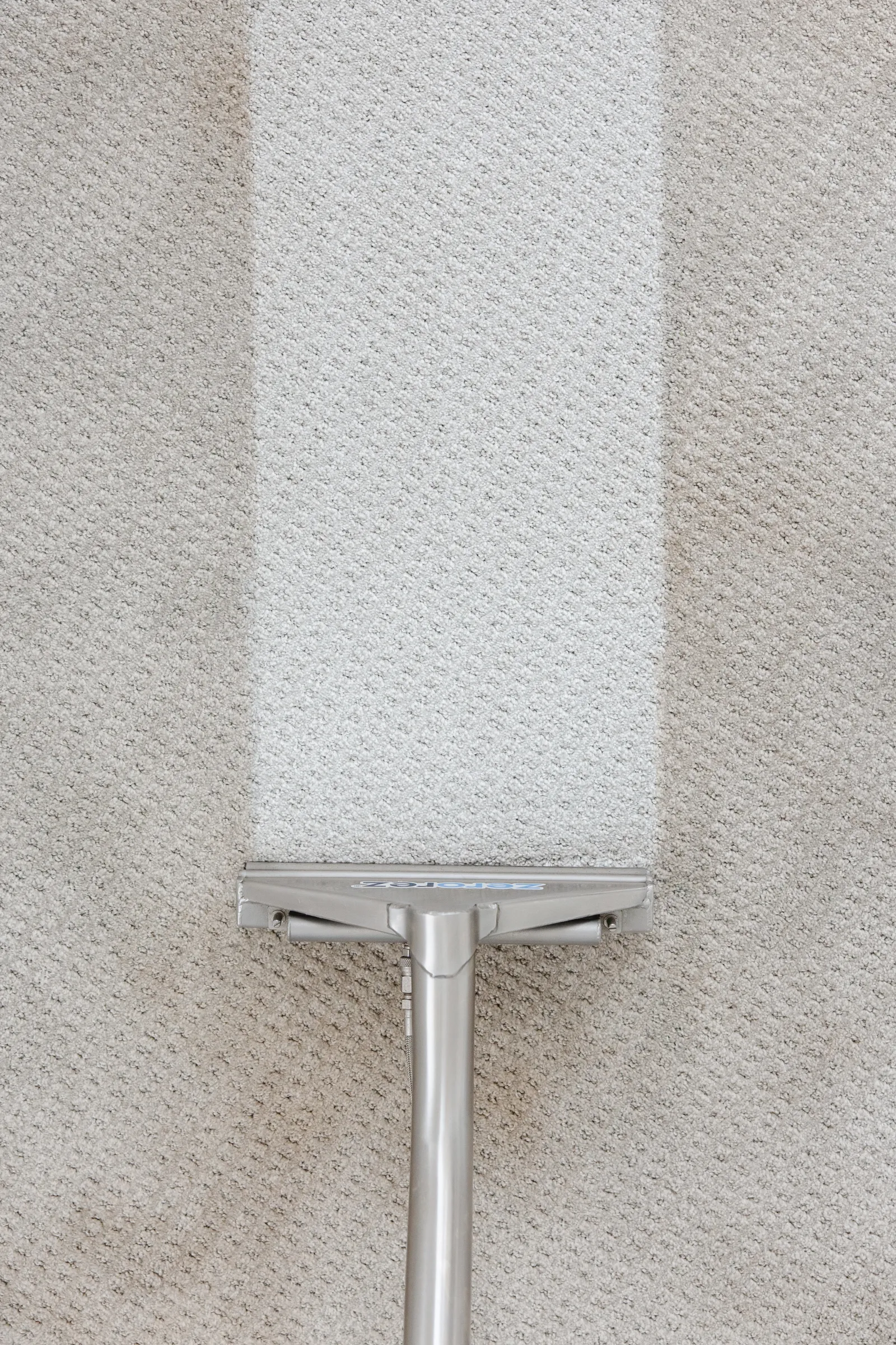 carpet stripe on cream carpet with zerorez cleaning wand