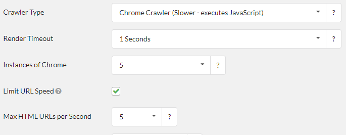 Speed settings with chrome crawler