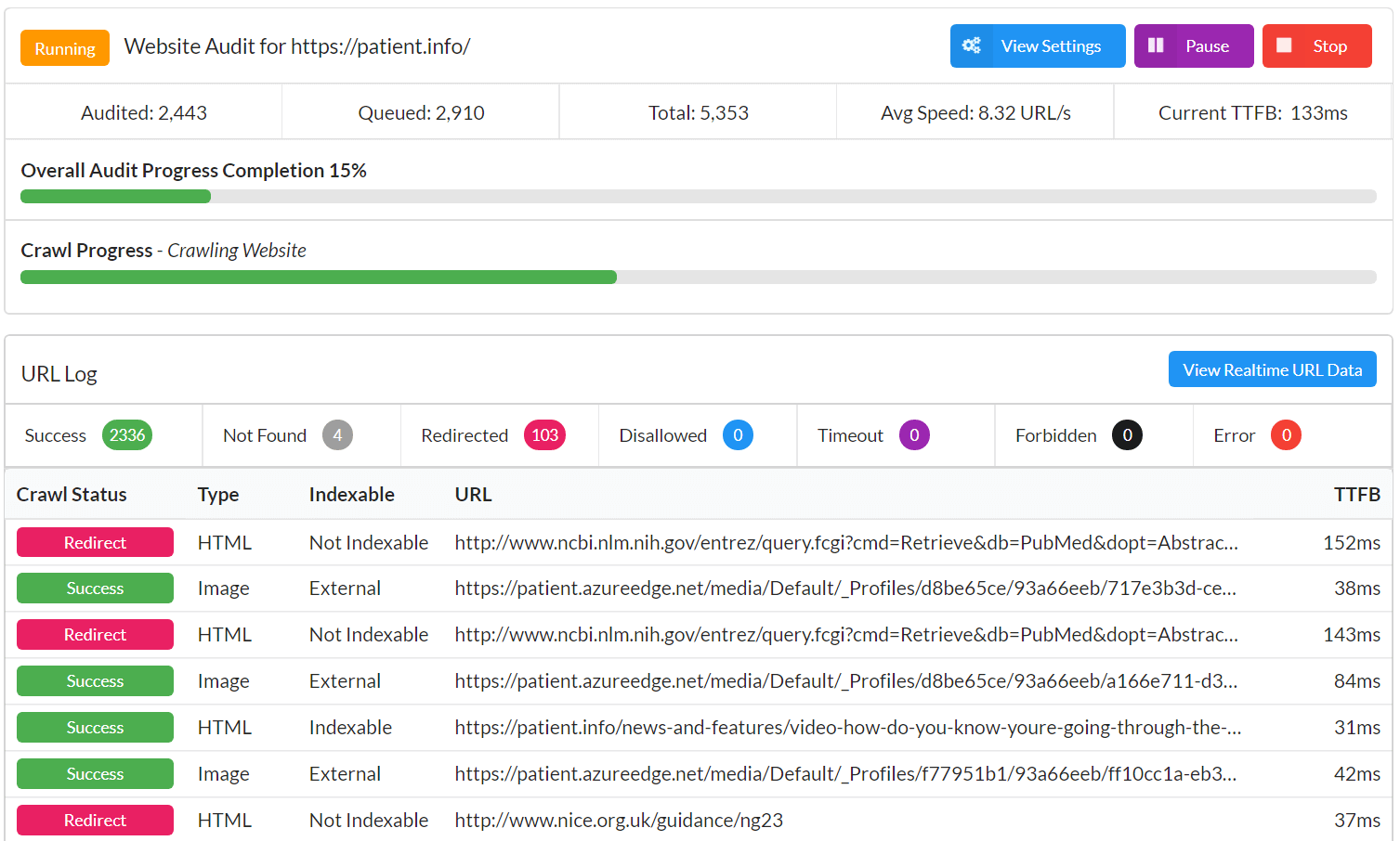 Crawl Progress