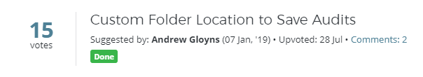 Custom Folder to save audits