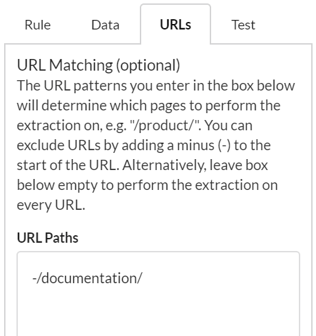 Excluding URLs