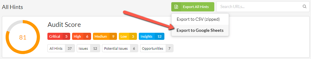 Export All Hints to Google Sheets