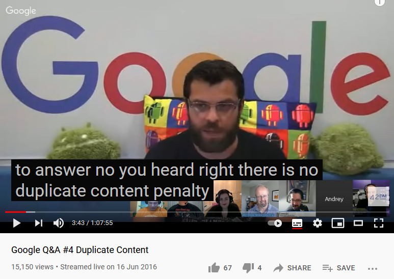 Andrey Lipattsev, Google Duplicate Content Q&A, 2016