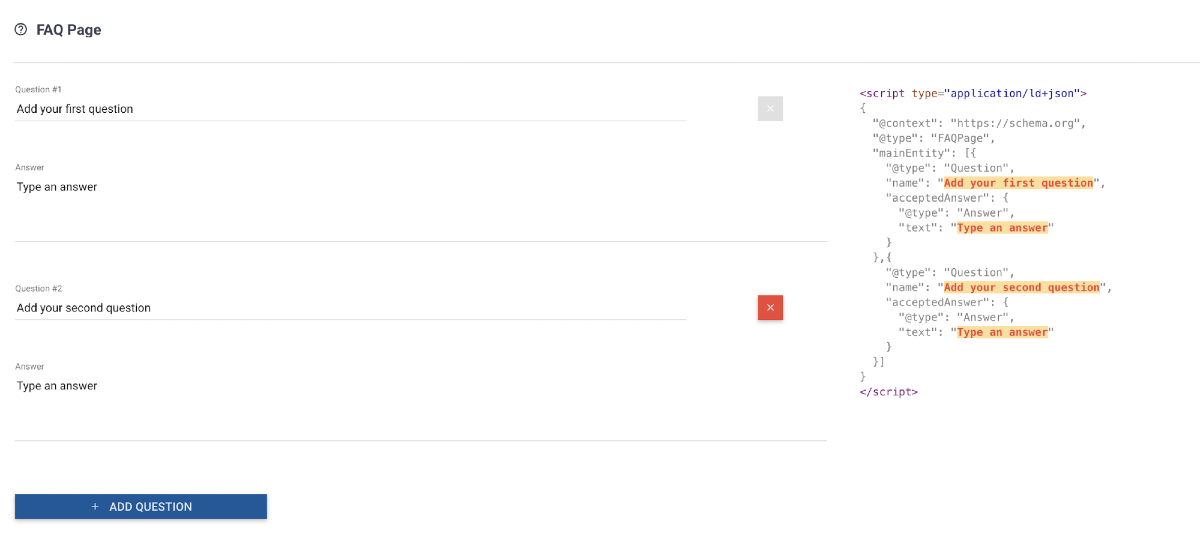 Merkle's FAQ schema generator screenshot