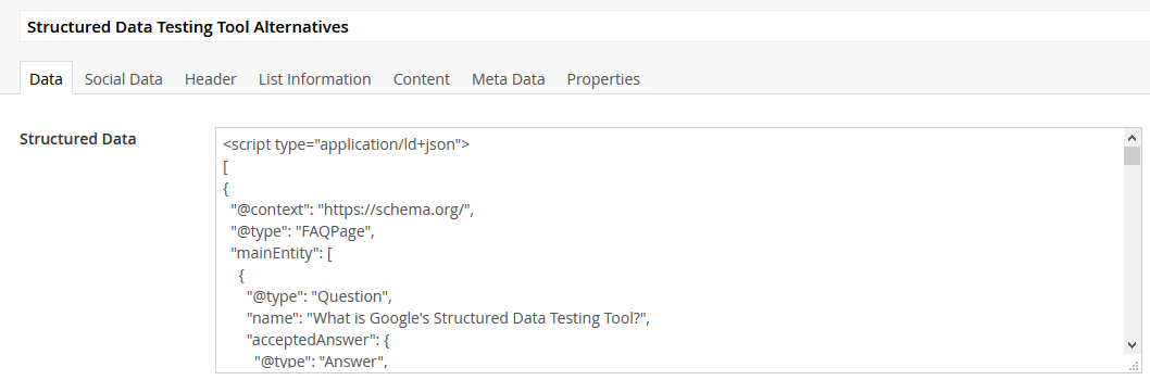 Umbraco structured data field