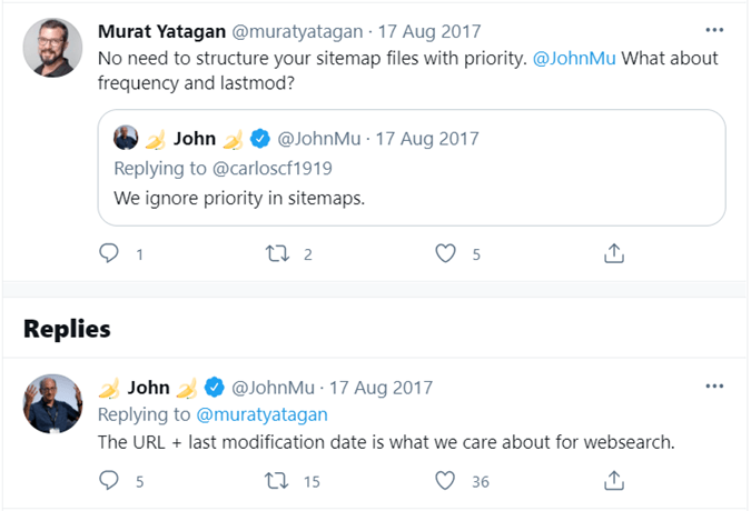 John Mueller lastmod tweet