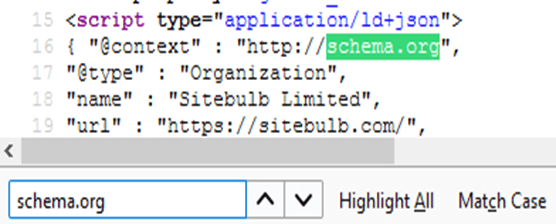 search code view for schema