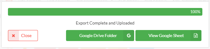 Google Sheets export finished