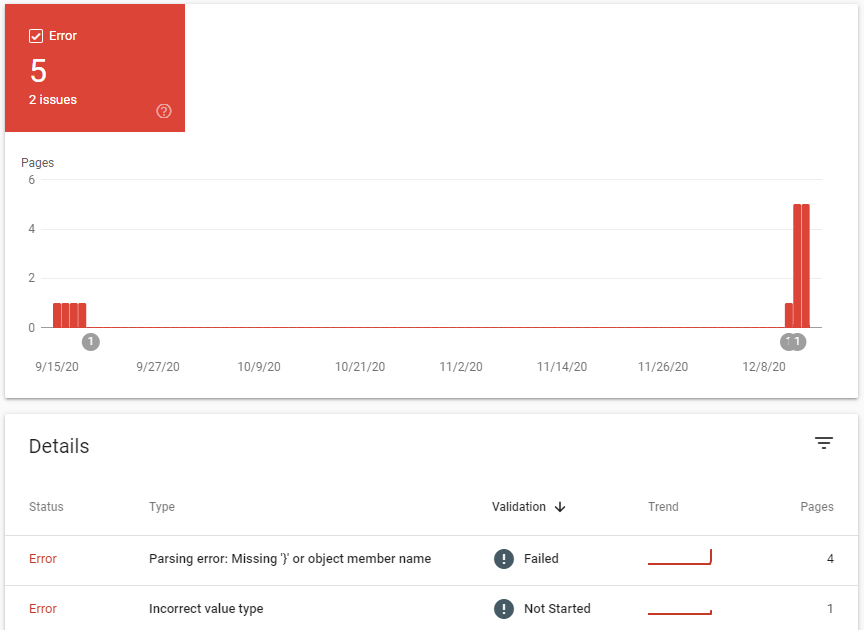 Structured Data Parsing Errors