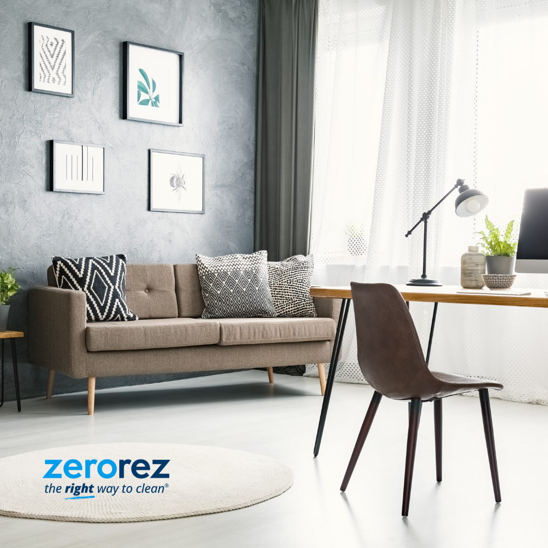 home office clean with couch and chair